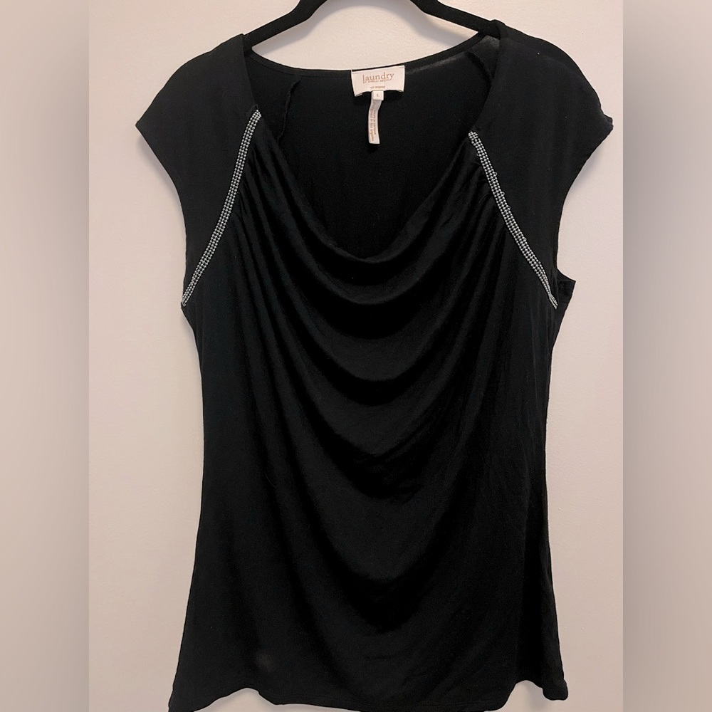 Laundry beaded short sleeve jersey top